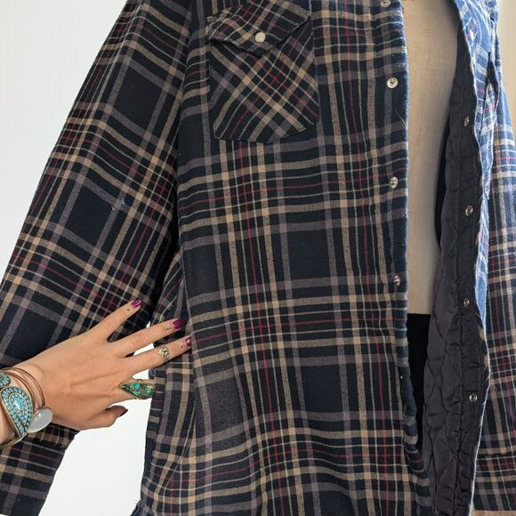 Vintage Wrangler Flannel Jacket Plaid Thermal Shacket Grunge Gorpcore Coat Large - Picture 7 of 13